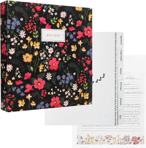 Miniatura 16 de Jot & Mark - Organizador de recetas con 3 anillos (Cosecha otoñal) 50 tarjetas de recetas de 4 x 6, separadores de página completa y protectores