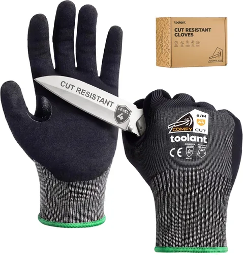 Miniatura 10 de toolant ANSI A4 - Guantes de trabajo resistentes a los cortes sin acero y fibra de vidrio, comodidad ultraligera y ajuste adecuado, para mecánicos