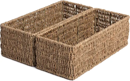 Miniatura 8 de JS HANGER Cesta para inodoro, cestas de almacenamiento de pastos marinos, cestas rectangulares de mimbre para tanque de inodoro, cesta de mimbre