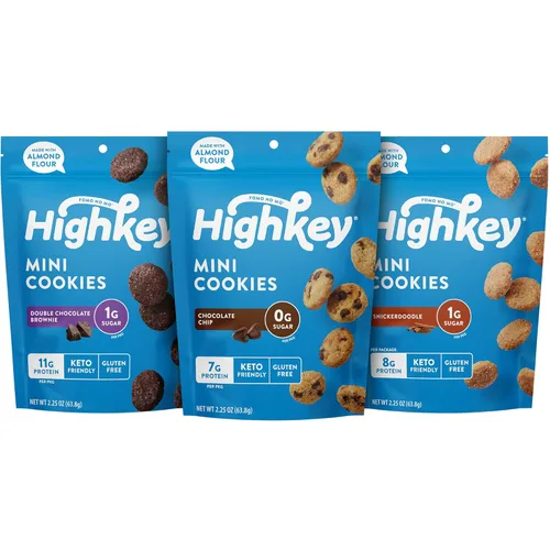 Miniatura 8 de HighKey Galletas sin azúcar, paquete de 2 variedades, paquete de aperitivos cetogénicos, cero carbohidratos, sin azúcar, galletas con chispas