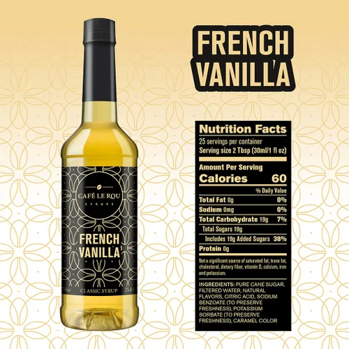Miniatura 7 de Café Le Rou Jarabe de café variado, paquete de 5, 25.4 onzas, vainilla, vainilla francesa, caramelo, caramelo salado, jarabe saborizante de café