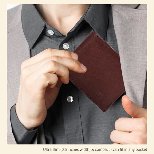 Miniatura 76 de Carteras RFID delgadas para hombres - Cartera de bolsillo frontal de piel genuina