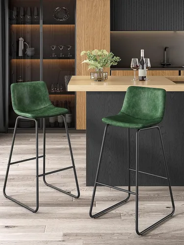 Miniatura 19 de Bar Stools Set of 2, 26 Inches Counter Height Bar Stools with Back, Modern Faux Leather Barstools with Metal Legs and Footrest, Bar Chairs for