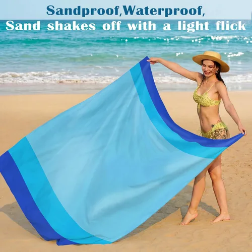 Miniatura 19 de Famstar Beach Blanket Oversized Extra Large 78"X81"/10'X9',Waterproof Sandproof Beach Blanket 2-8 Adults Lightweight Durable for Travel Camping