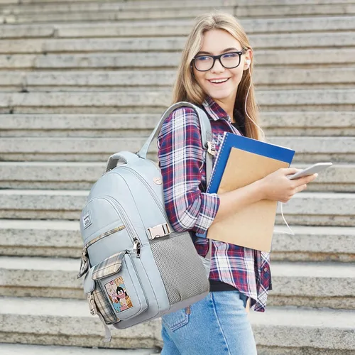 Miniatura 7 de kadilong Mochila de 17.3 pulgadas para niñas adolescentes, bonita mochila para escuela secundaria, universidad, laptop, para mujeres, mochila Azul