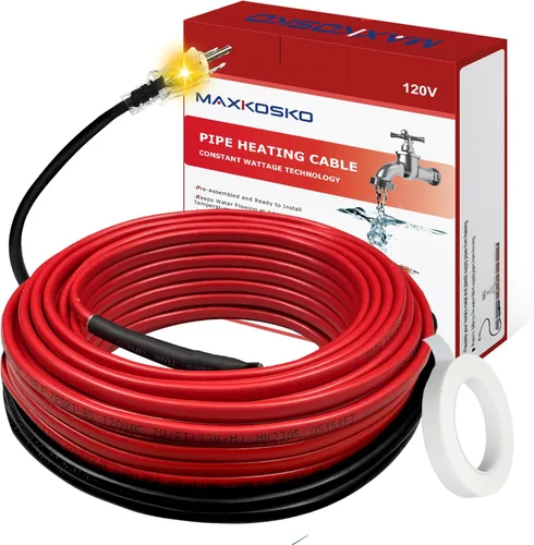 MAXKOSKO Cable calefactor para tubería de 7 pies para protección contra congelamiento de tuberías de agua, cinta calefactora para tuberías con