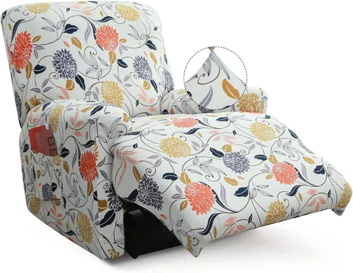 Miniatura 10 de Iauddy Funda para sillón reclinable, elástica, suave, antideslizante, para silla reclinable, 4 piezas, protector de muebles para sillón reclinable