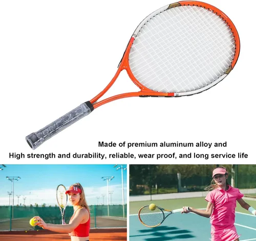 Miniatura 4 de Raqueta de tenis de 27 pulgadas, raqueta recreativa de nailon de aleación de aluminio con bolsa de raqueta, para principiantes, jugadores Red