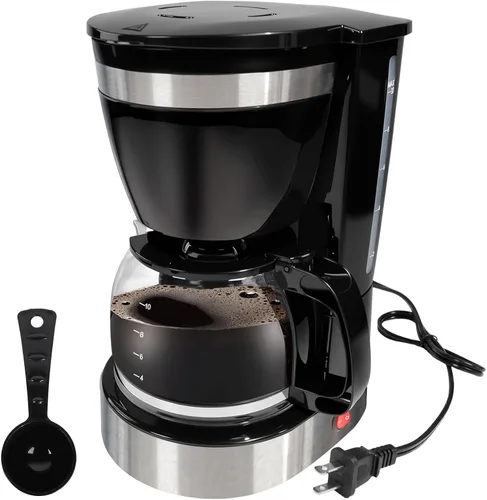 Cafetera de goteo de 10 tazas, cafetera antigoteo de un solo toque con jarra de filtro reutilizable, para mantener el calor, cuchara, cafetera,