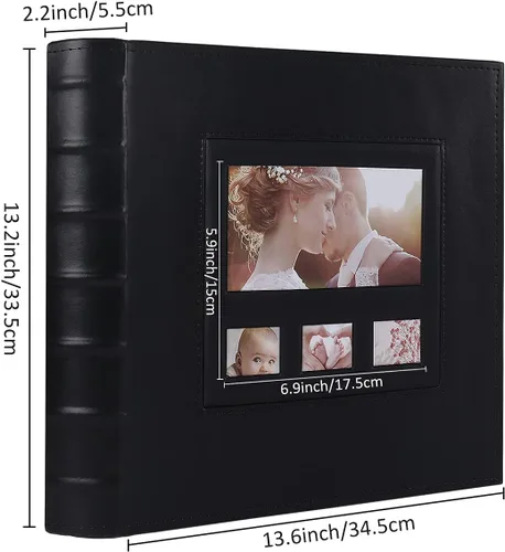 Miniatura 2 de RECUTMS - Álbum de fotos de 4 x 6 pulgadas con bolsillos, para 600 fotos horizontales y verticales, cubierta de piel, páginas negras, para fotos