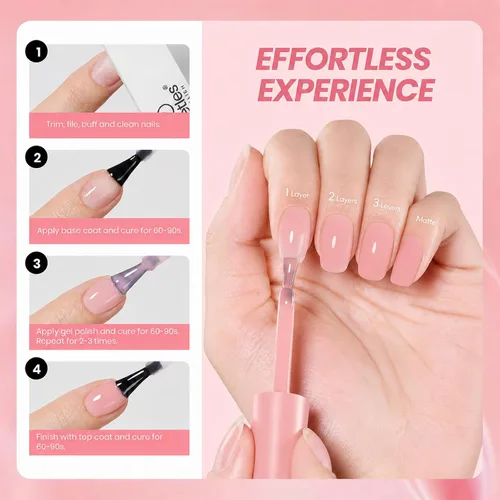 Miniatura 8 de Beetles Esmalte de uñas en gel, 1 unidad de 15 ml/0.5 oz, color natural, esmalte de uñas en gel neutro, color durazno (Peach), esmalte translúcido
