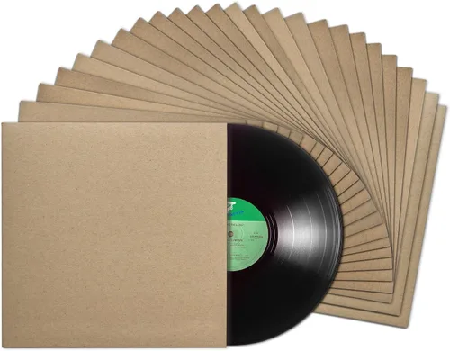 Miniatura 7 de TunePhonik Chaquetas de disco de vinilo LP de 12 pulgadas, revestimiento blanco sin agujero central, paquete de 25 unidades, fabricadas en Estados