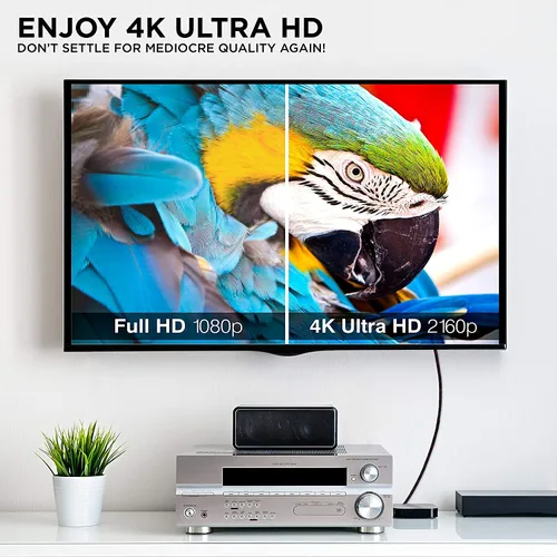 Miniatura 6 de Ritz Gear Cable HDMI 2.0 4K de 15 pies [paquete de 2] cable de nailon trenzado de alta velocidad de 18 Gbps y conectores dorados - 4K