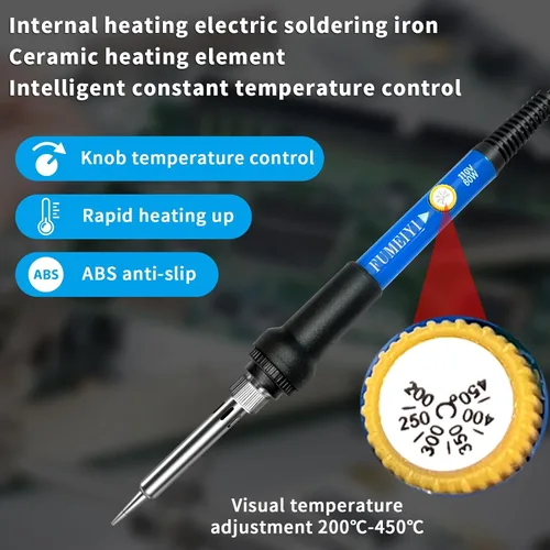 Miniatura 6 de Kit de soldador de hierro, 21 en 1 con temperatura ajustable, 5 puntas de soldadura, soldador de 60 W, alambre de soldadura, bomba desoldadora