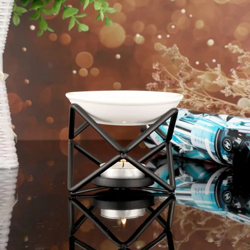 Miniatura 7 de JuxYes Calentador de cera de metal europeo, delicado y romántico portavelas de cerámica, calentador de fragancia, difusor de cera de aromaterapia