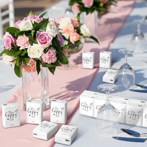 Miniatura 6 de Spiareal 50 pañuelos de lágrimas felices para boda de 3 capas para tus lágrimas felices, paquetes de pañuelos para invitados, mini papel de bolsillo
