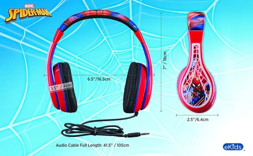 Miniatura 5 de eKids Spiderman - Auriculares para niños, diadema ajustable, sonido estéreo, conector de 0.138 in, auriculares con cable para niños, auriculares