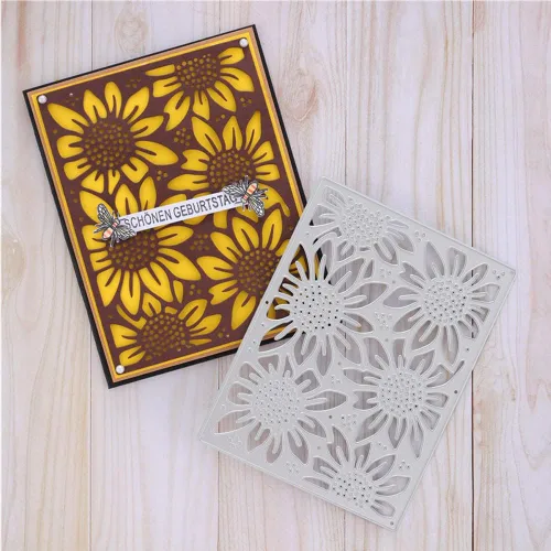 Miniatura 2 de COMFEELING Troqueles de metal con diseño de girasol para hacer tarjetas, plantilla de marco para manualidades, álbum de fotos, álbum de recortes