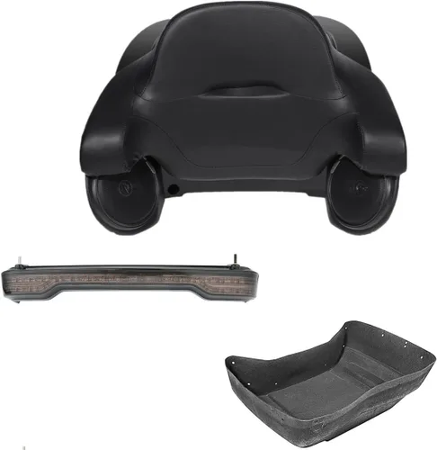 Miniatura 17 de TCMT Caja de maletero para motocicleta King con respaldo envolvente y portaequipajes con altavoces, para 2 personas, compatible con Harley 2014-2025