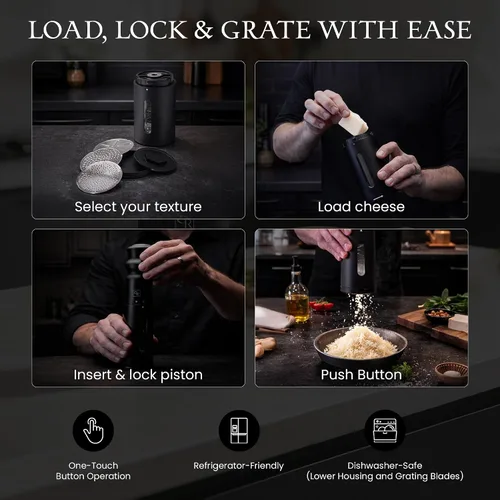Miniatura 4 de Rallador de queso de lluvia, rallador de queso eléctrico resistente para cocina con opciones de rejilla fina, gruesa y afeitada, apto