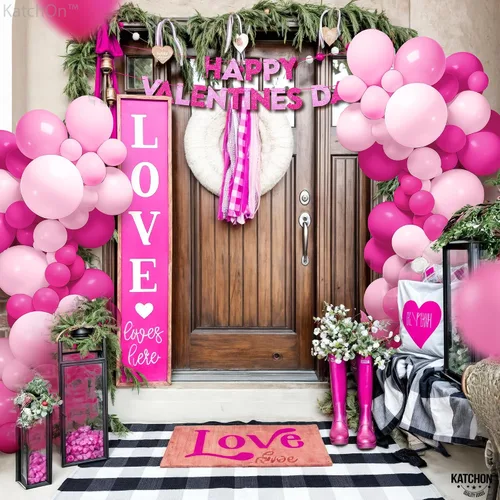 Miniatura 6 de KatchOn, Kit de arco de globos rosados – Paquete enorme de 141 Globos de San Valentín para decoraciones del día de San Valentín Decoraciones