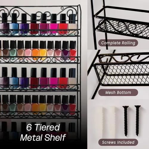 Miniatura 4 de Estante de pared para esmaltes de uñas marca Pana *registrar bajo Pana* (capacidad para hasta 100 esmaltes de uñas)