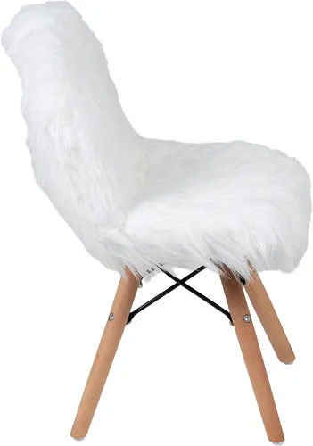 Miniatura 10 de Flash Furniture Silla de acento blanca para niños Shaggy Dog