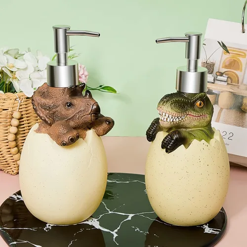 Miniatura 4 de Dispensador de jabón de dinosaurio, 2 piezas, dispensador de jabón para niños, lindo dinosaurio, accesorios de baño, loción de ducha de animales