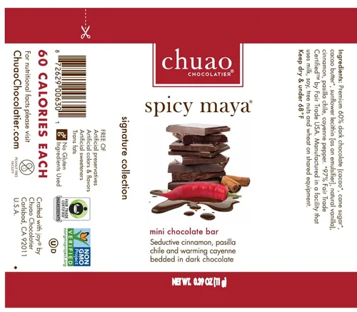Miniatura 7 de Chuao Chocolatier Barras de Chocolate Negro Picante Maya Chocolate Artesanal Gourmet de Canela y Cayena Sin Conservantes Paquete de 24