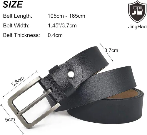 Miniatura 4 de JingHao Cinturón para hombre grande y alto de 30 a 65 pulgadas, cinturones de cuero genuino para hombre, cinturón casual de trabajo, pantalones