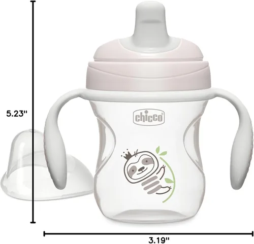 Miniatura 8 de Chicco Trainer Sippy Cup 6+ meses, taza de entrenamiento de bebé de 7 onzas con boquilla semisuave resistente a las mordeduras, asas extraíbles