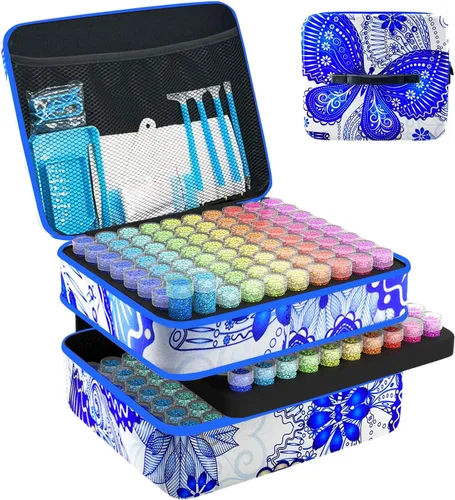 Miniatura 11 de LIRUNQIU Contenedores de almacenamiento de pintura con diamantes, caja de almacenamiento de accesorios y herramientas de arte con diamantes de 120