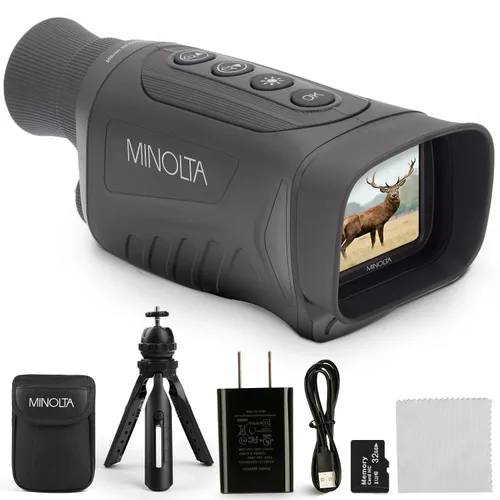 Minolta Monocular de visión nocturna digital 6x25 con cámara de video HD 4K incorporada (negro)