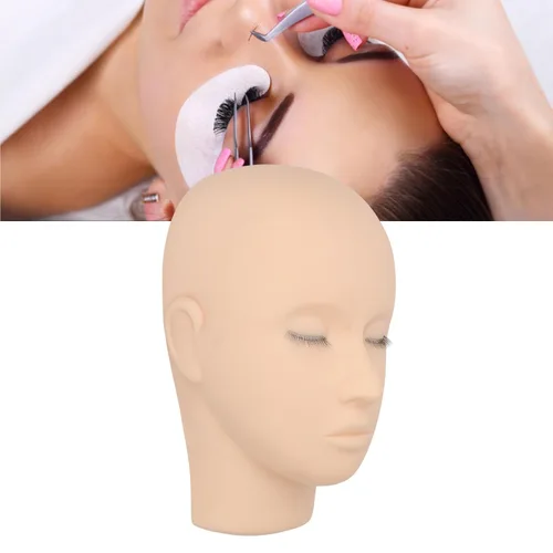 Miniatura 8 de Cabeza de maniquí de pestañas, cabeza de maniquí de extensión de pestañas, cabeza de práctica de goma de maquillaje de 3 capas, cabeza de muñeca