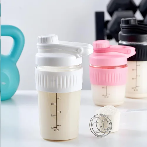 Miniatura 7 de Botella pequeña agitadora de vidrio de 16 onzas, paquete de 2 unidades de vidrio de borosilicato proteína en polvo para entrenamiento de gimnasio