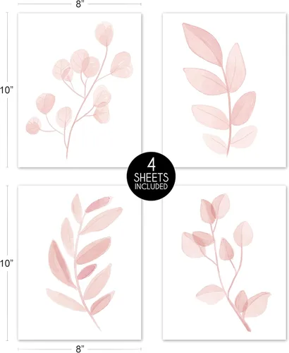 Miniatura 5 de Sweet Jojo Designs Impresiones artísticas de pared de hojas florales rosas y blancas rubor, decoración de habitación para bebés, guardería y niños