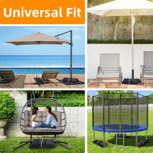 Miniatura 7 de Bolsas de arena para base de paraguas, 2 bolsas de arena rellenables de 50 libras para base de paraguas, sombrilla de patio voladizo, trampolín