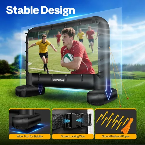 Miniatura 4 de VIVOHOME Pantalla de Proyector Inflable de 15 Pies para Exterior, Pantalla de Película Hinchable para Uso al Aire Libre, Pantalla de TV Mega Grande