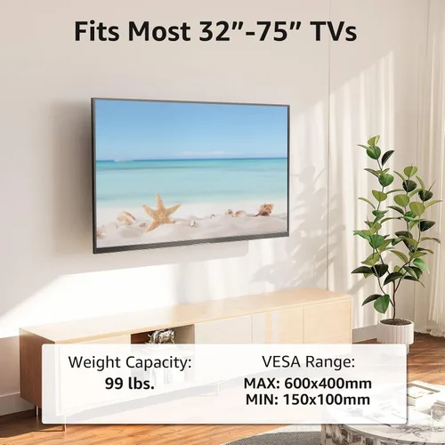 Miniatura 6 de MOUNTUP Soporte de pared para TV de esquina para la mayoría de televisores de 42 a 75 pulgadas con extensión larga de 32", soporte de pared para TV