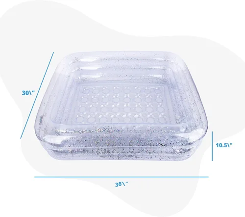 Miniatura 7 de ArtCreativity Piscina inflable brillante para niños con 3 niveles, piscina inflable transparente para niños con purpurina plateada y parte inferior