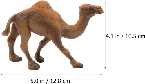Miniatura 5 de Kisangel - Figura realista de camello de 4.33 pulgadas, juguete de animales del desierto de vida silvestre caqui, figura de juego educativo