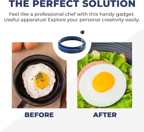 Miniatura 3 de ABAM - Anillo profesional de silicona para huevos de 4 pulgadas, molde para panqueques para sándwiches de desayuno, tortillas y más, anillo de molde