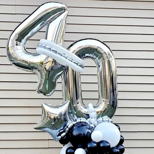 Miniatura 2 de Globos de 0 números plateados 0 globos de número 40 pulgadas número 0 globos de aluminio Mylar
