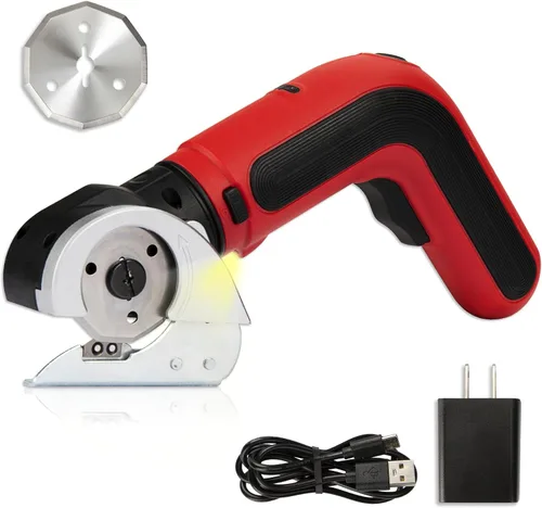 KITLUCK Tijeras eléctricas inalámbricas, cortador de caja de cartón recargable de 4 V, cortador de caja eléctrico de iluminación con una hoja de