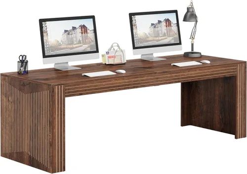 Miniatura 9 de Tribesigns 79-Inch Extra Long Desk, Two Person Double Desk for Home Office, Wooden Long Computer Desk Writing Table for Office, Coffee Brown