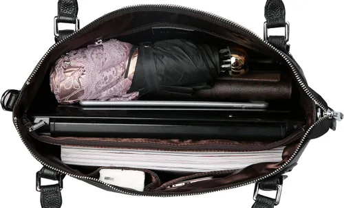 Miniatura 7 de HESHE - Carteras y bolsos de cuero genuino para mujer, bolso de mano, bolso de hombro, bolso de asa superior, bolso cruzado, bolso tipo morral