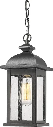 FEMILA 4FD54H BK - Luces colgantes para exteriores, para porche, exterior, acabado negro con vidrio transparente, 4FD54H BK