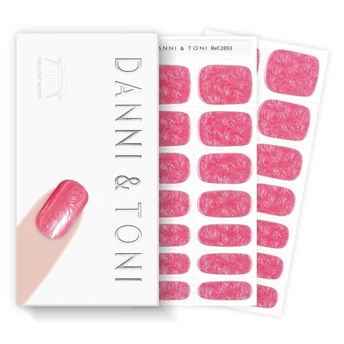 Miniatura 24 de DANNI & TONI Tiras de uñas de gel semicuradas, color rosa champán, ojos de gato, 28 calcomanías de regalo para mujer Aqua Ripple