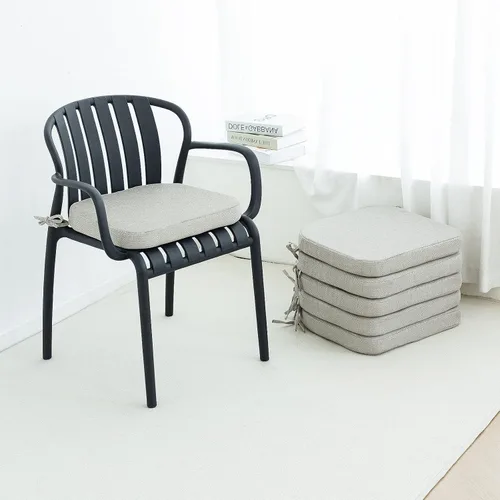 Miniatura 12 de Helios&Hestia Cojines para sillas de comedor de interior con lazos para cocina, cojines de asiento para exteriores con funda extraíble, parte Beige
