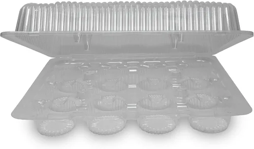 Miniatura 5 de Detroit Forming LBH9222 Contenedor transparente para magdalenas o magdalenas con bisagras 100 por caja Dozen/12 Compartment, Clear, Hinged Lid